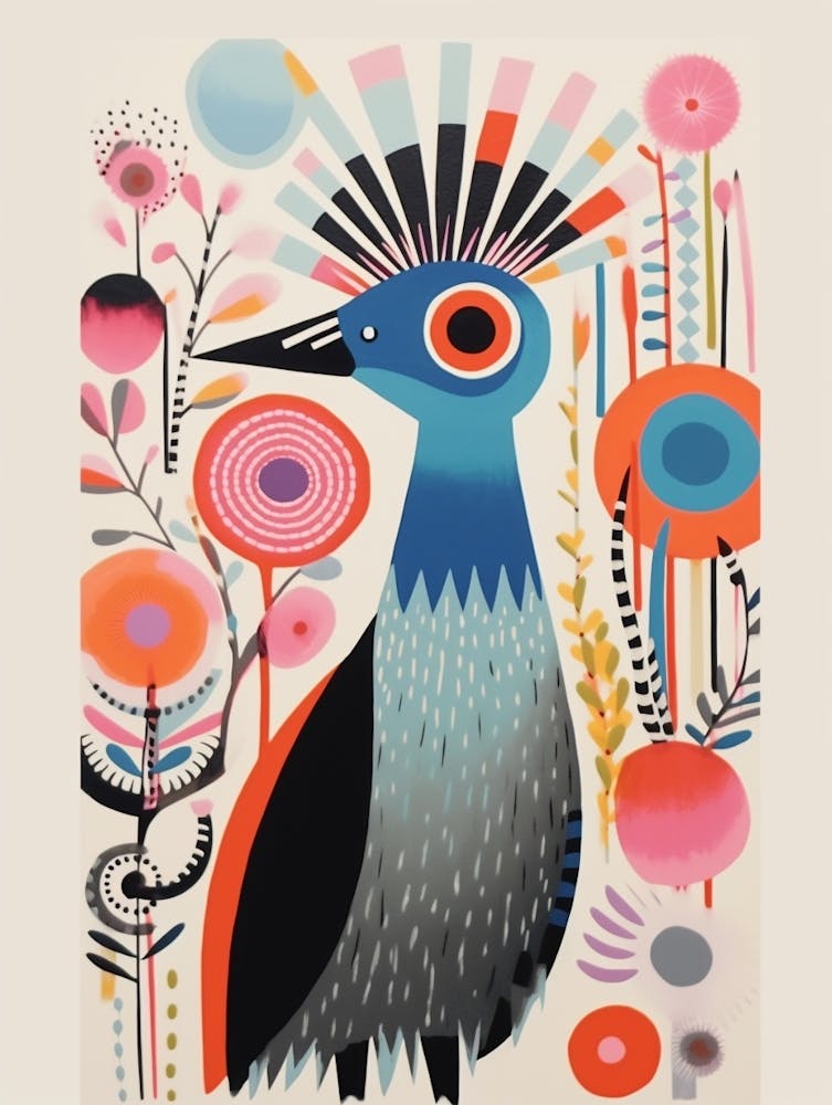 Colourful Scandi Bird Ostrich 1