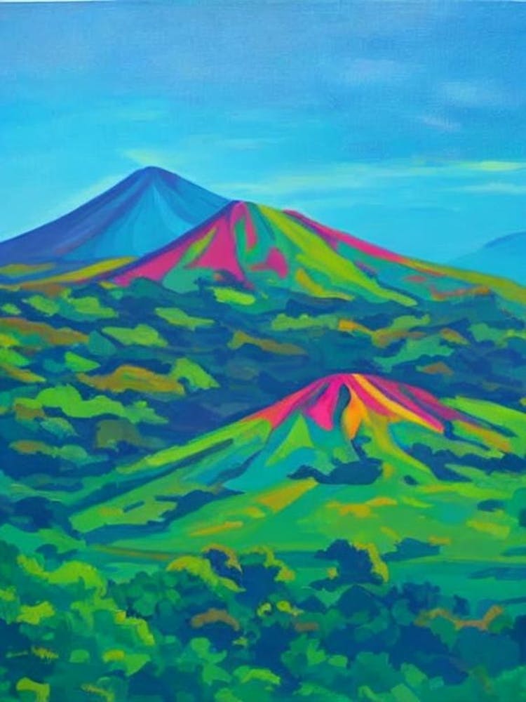 Arenal Volcano National Park Costa Rica Blue Oil Painting 1 