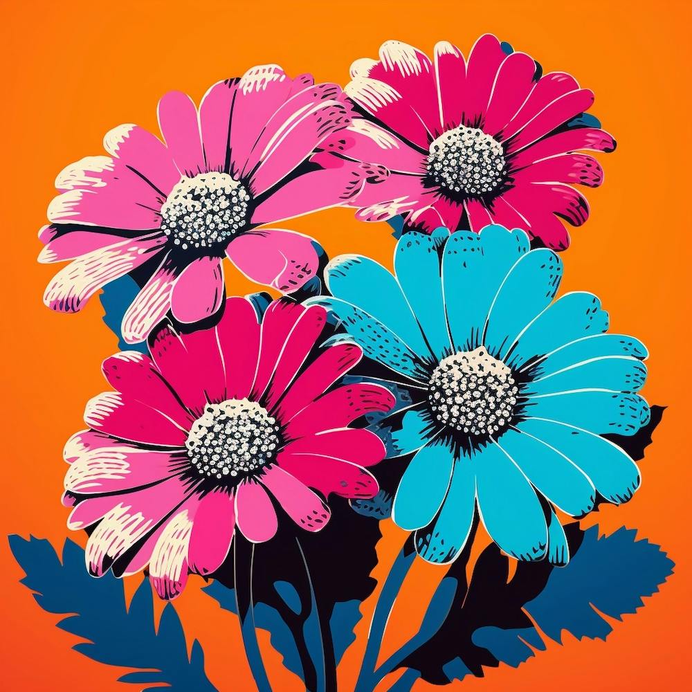 Andy Warhol Style Pop Art Flowers Cineraria Square