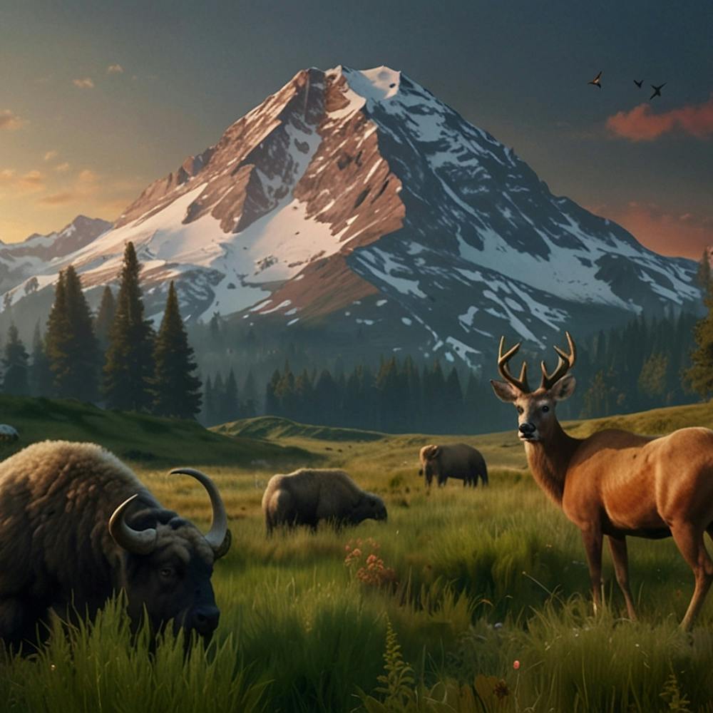 Mountain Deer Grazing Art