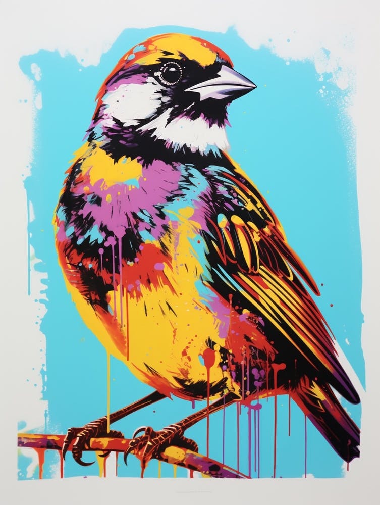 Andy Warhol Style Bird Sparrow 1