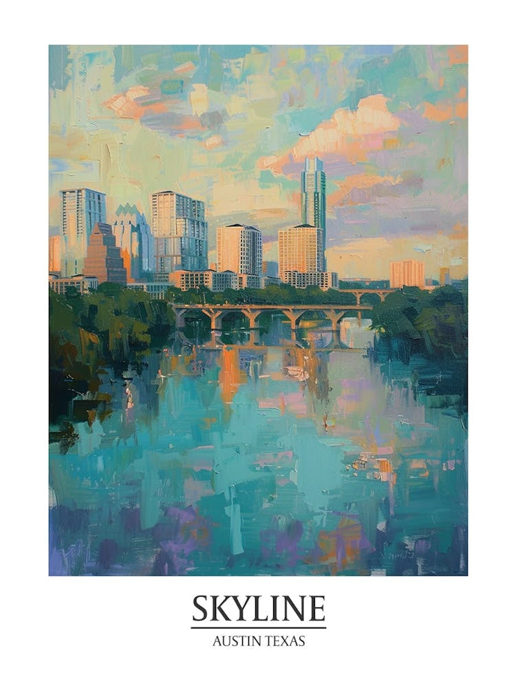 Skyline Austin Texas Oil Painting 1 Poster