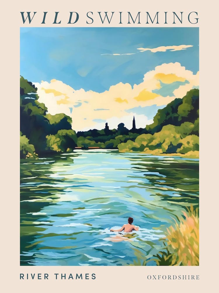 Wild Swimming At River Thames Oxfordshire 1 Poster