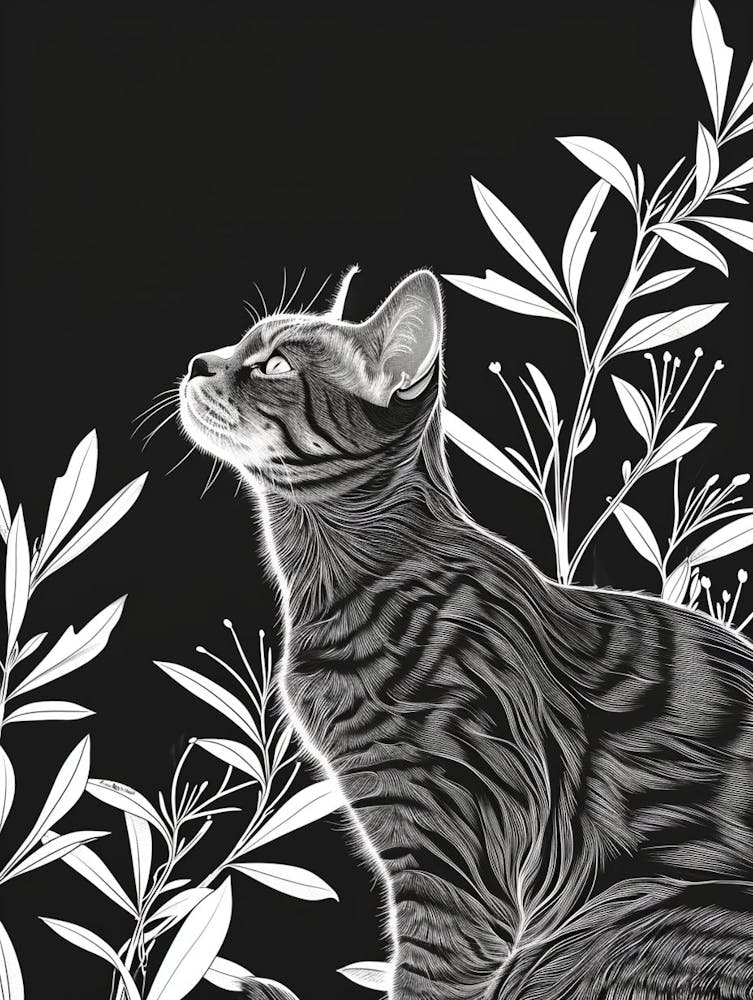 American Wirehair Cat Minimalist Illustration 3