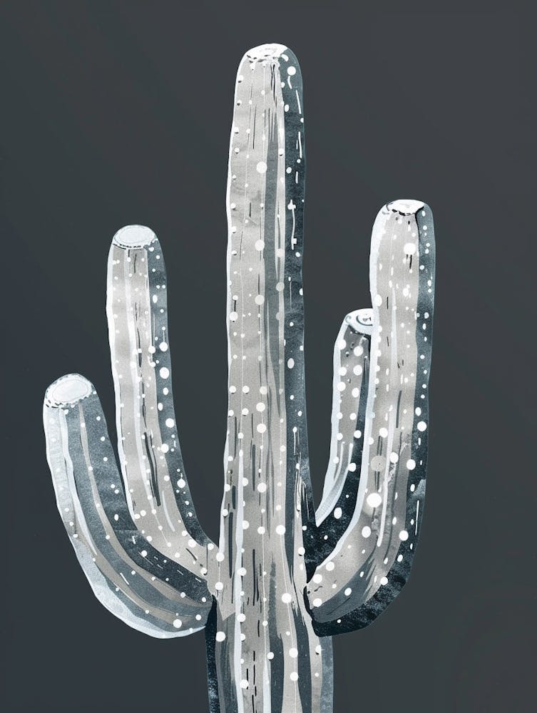 Silver Torch Cactus Minimalist Abstract 1
