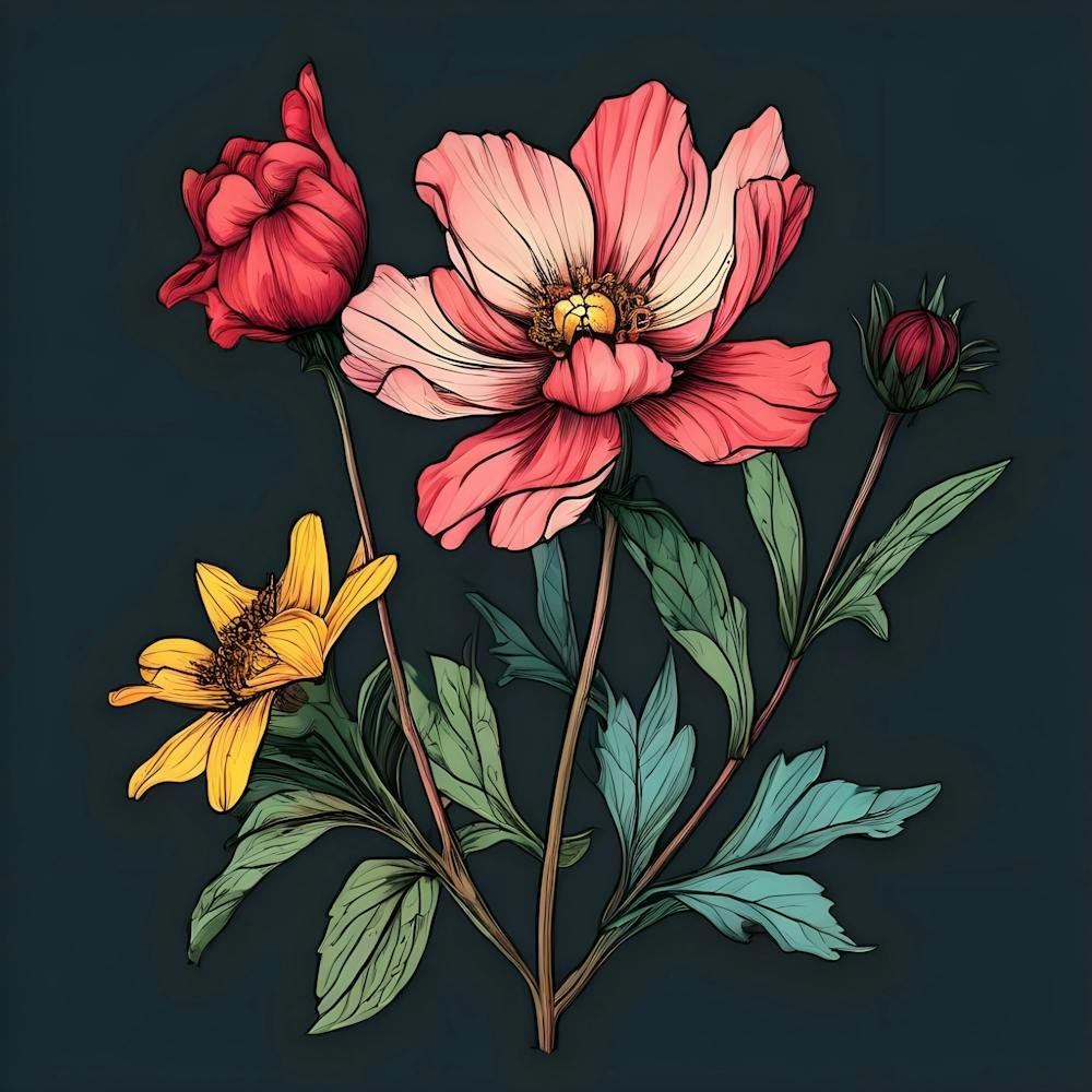 Flowers On A Black Background 7