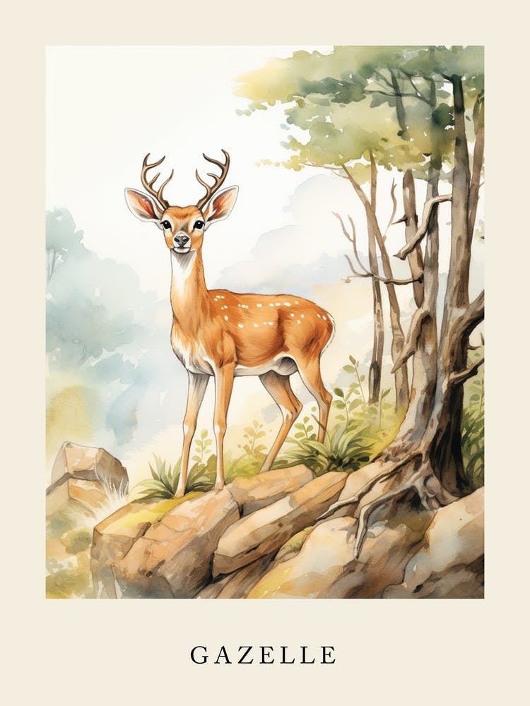 Beatrix Potter Inspired  Animal Watercolour Gazelle 3