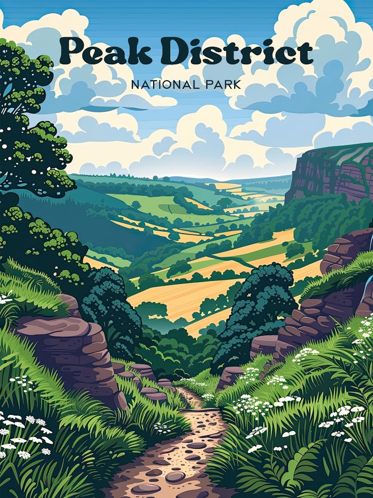 Peak District National Park England Hiking Trail Travel Art