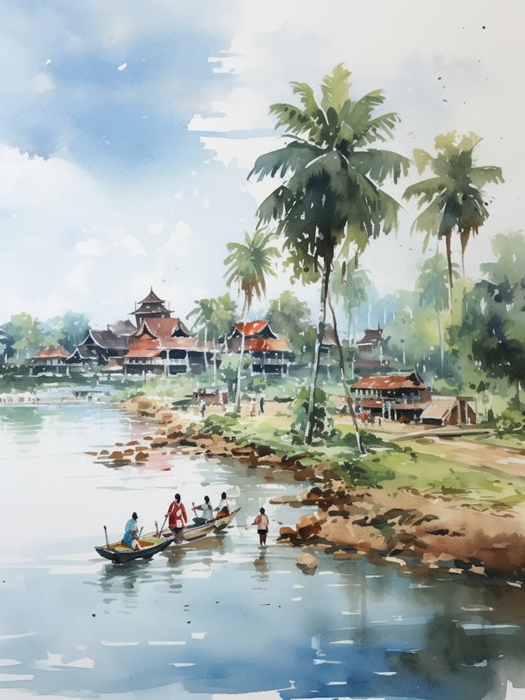 Suan Nong Nooch Garden Thailand Watercolour 4