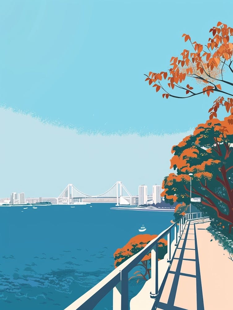 Odaiba Tokyo 2 Colourful Illustration