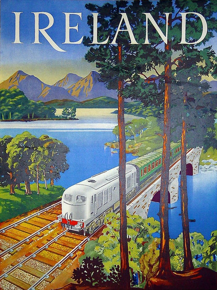 Ireland Locomotive Passing The Bridge