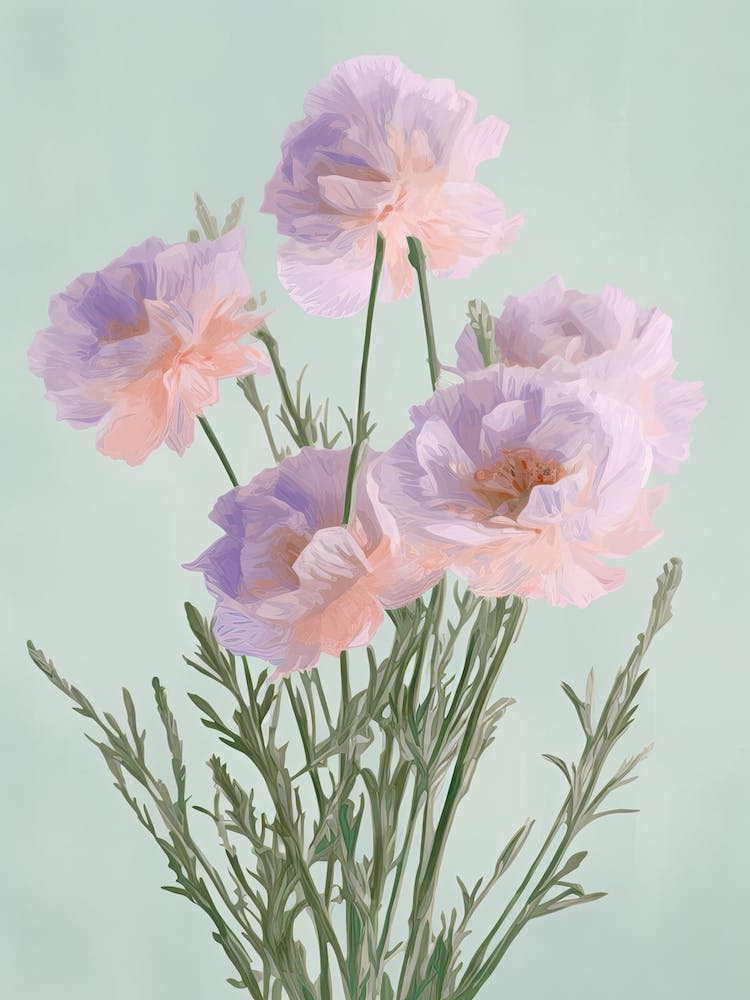 Lavender Flowers Acrylic Painting In Pastel Colours 1