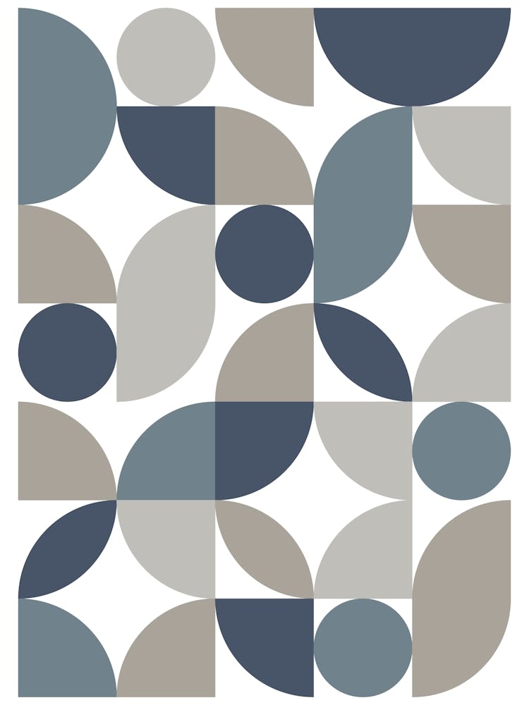 Mid Century Modern Abstract 26 Navy, Grey