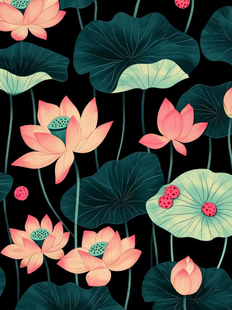 Lotus Flower Seamless Pattern 2