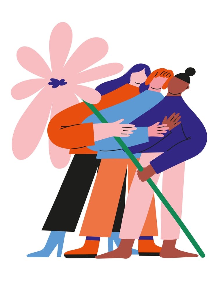 Girls Happy Together Flower