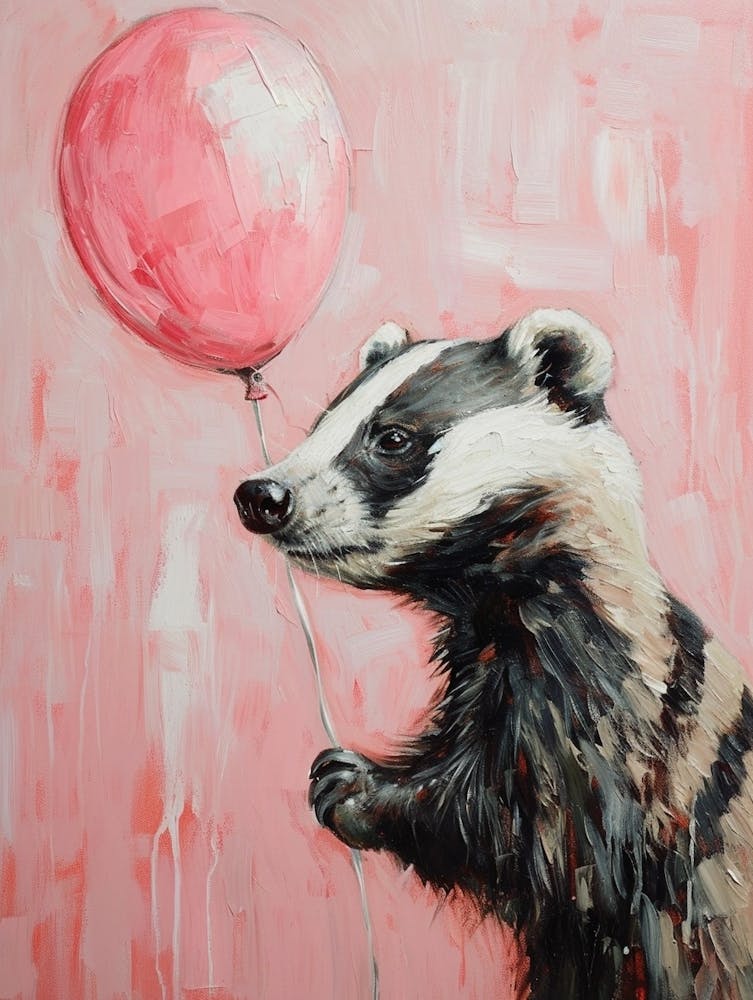 Cute Badger 4 With Balloon