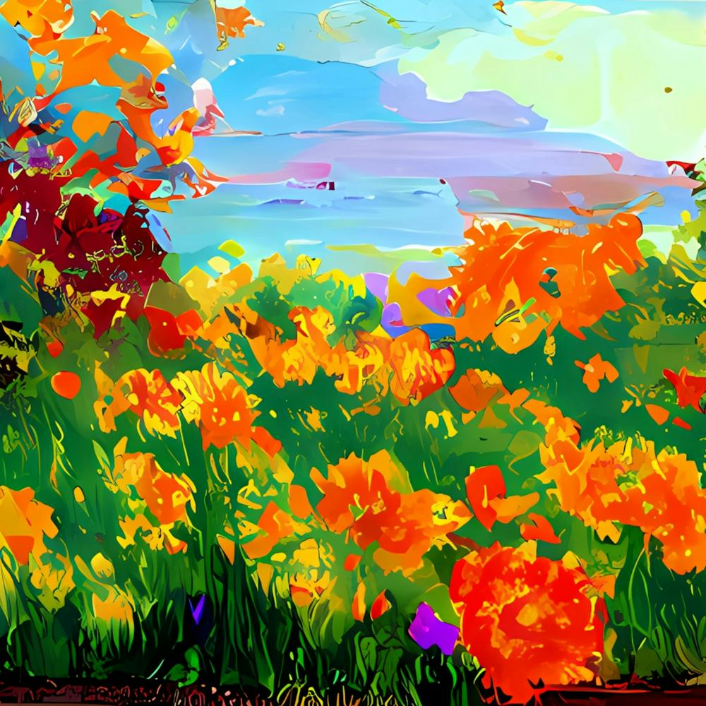 Watercolor Orange Flowers