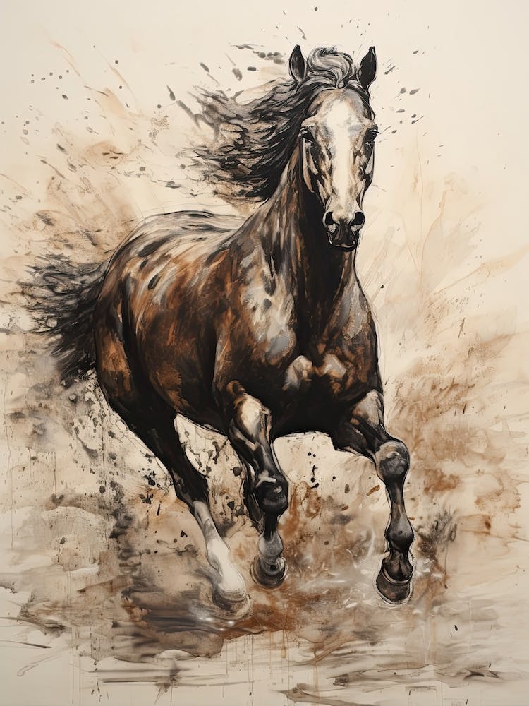 A Horse Painting In The Style Of Palette Negative Painting 1