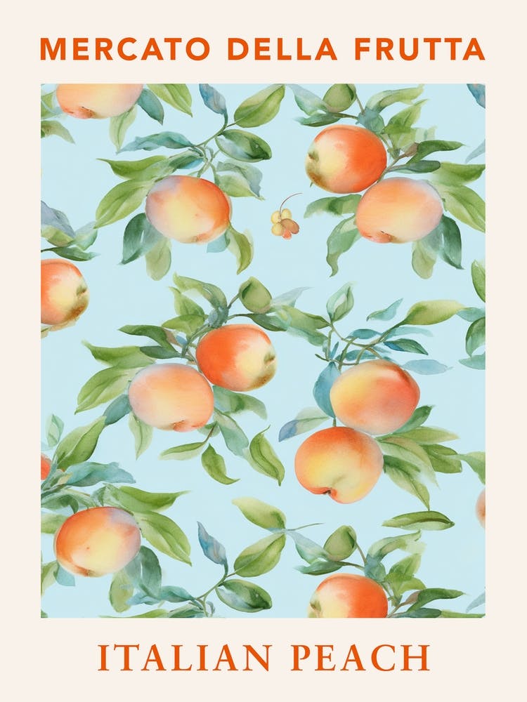 Italian Peach Fruit Market Poster