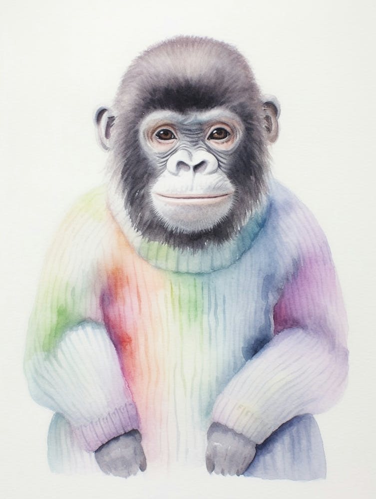 Baby Animal Watercolour Gorilla 2