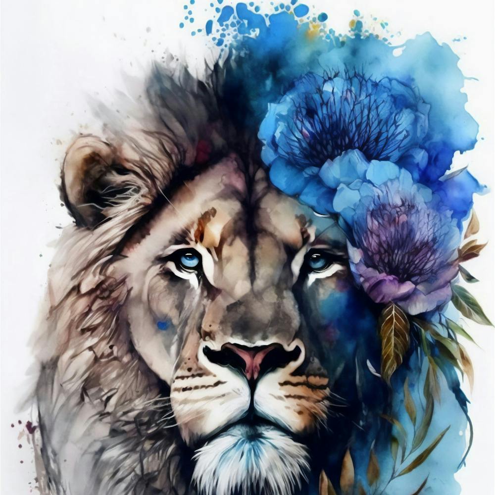 Lion With Flowers