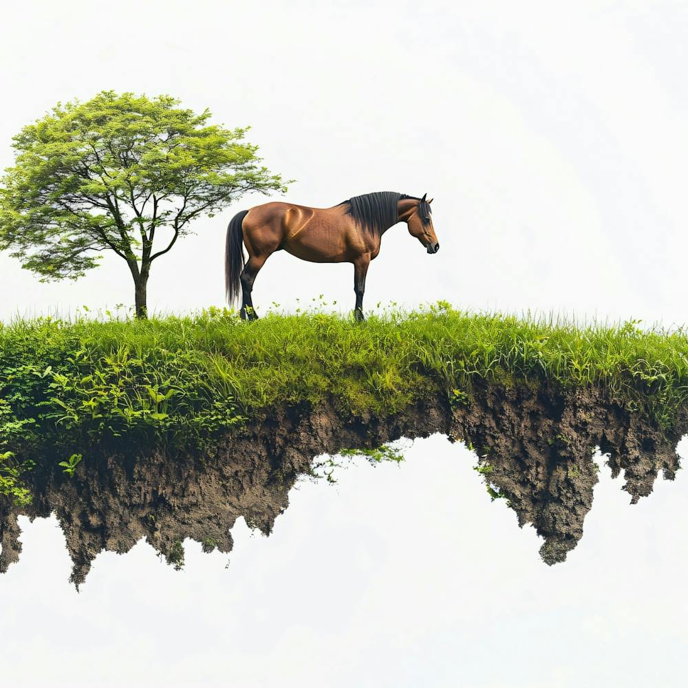 Horse Standing On An Island