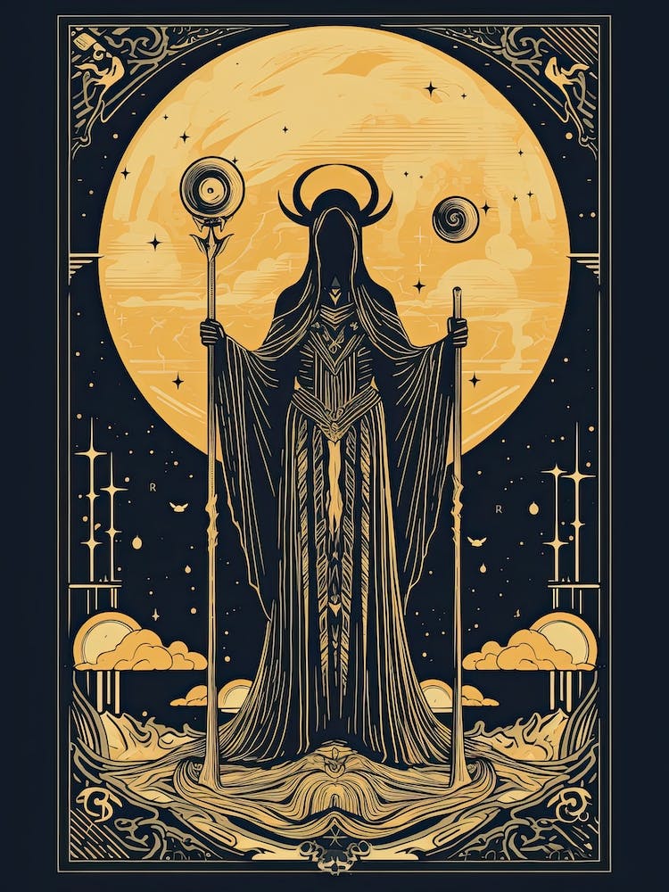 The High Priestess Tarot Card, Vintage 1