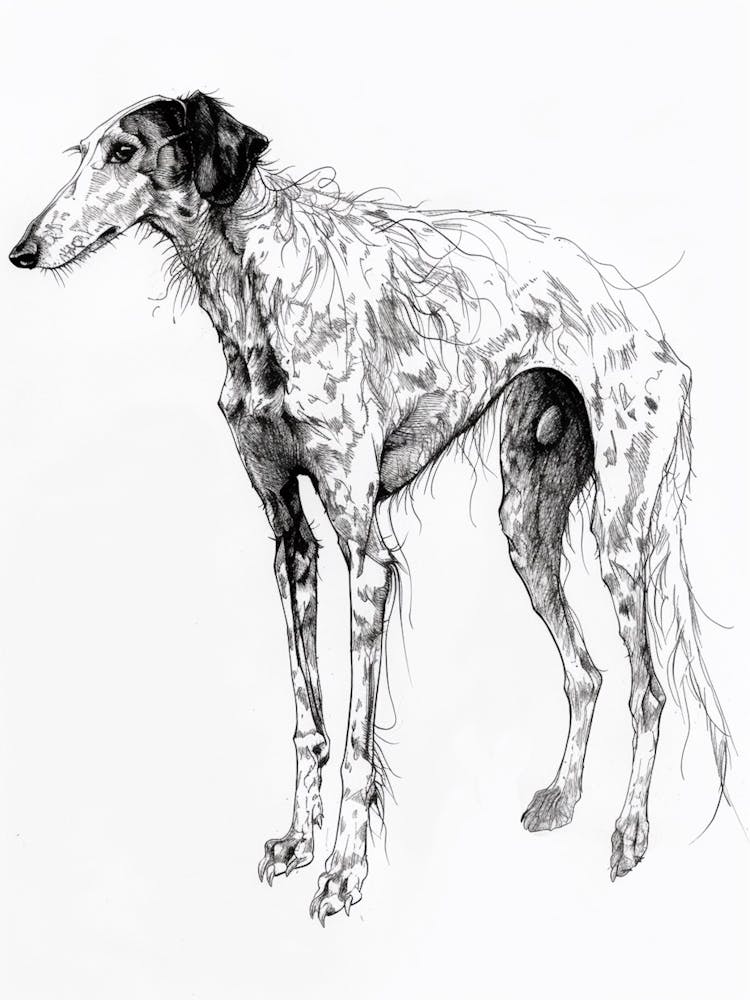 Borzoi Dog Line Sketch 3