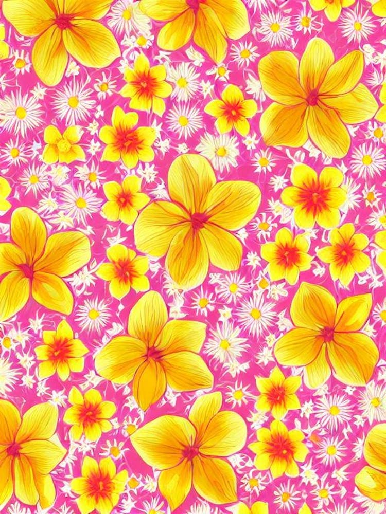 Daffodil Floral Print Retro Pattern 2 Flower