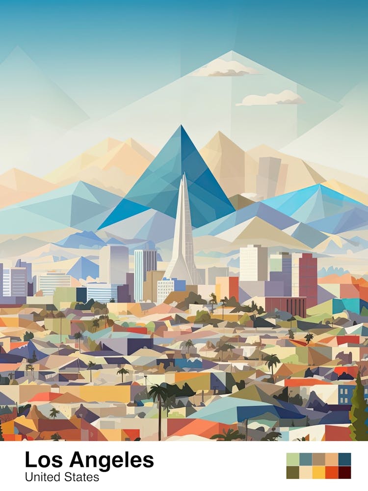 Los Angeles, Us, Geometric Illustration 2 Poster