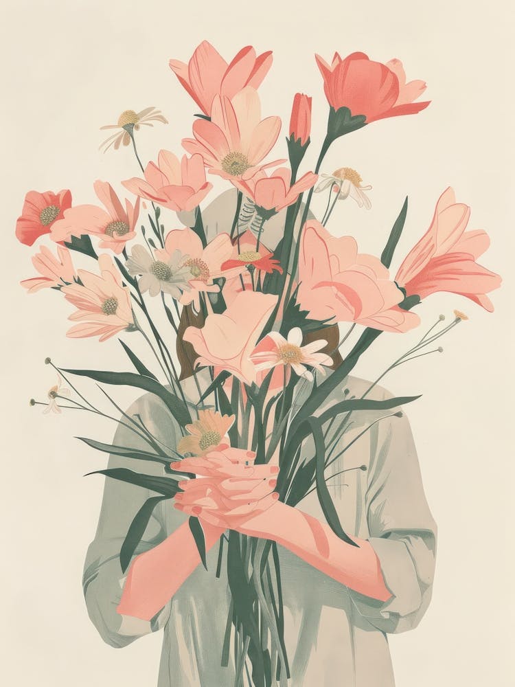 Spring Girl With Pink Flowers 2