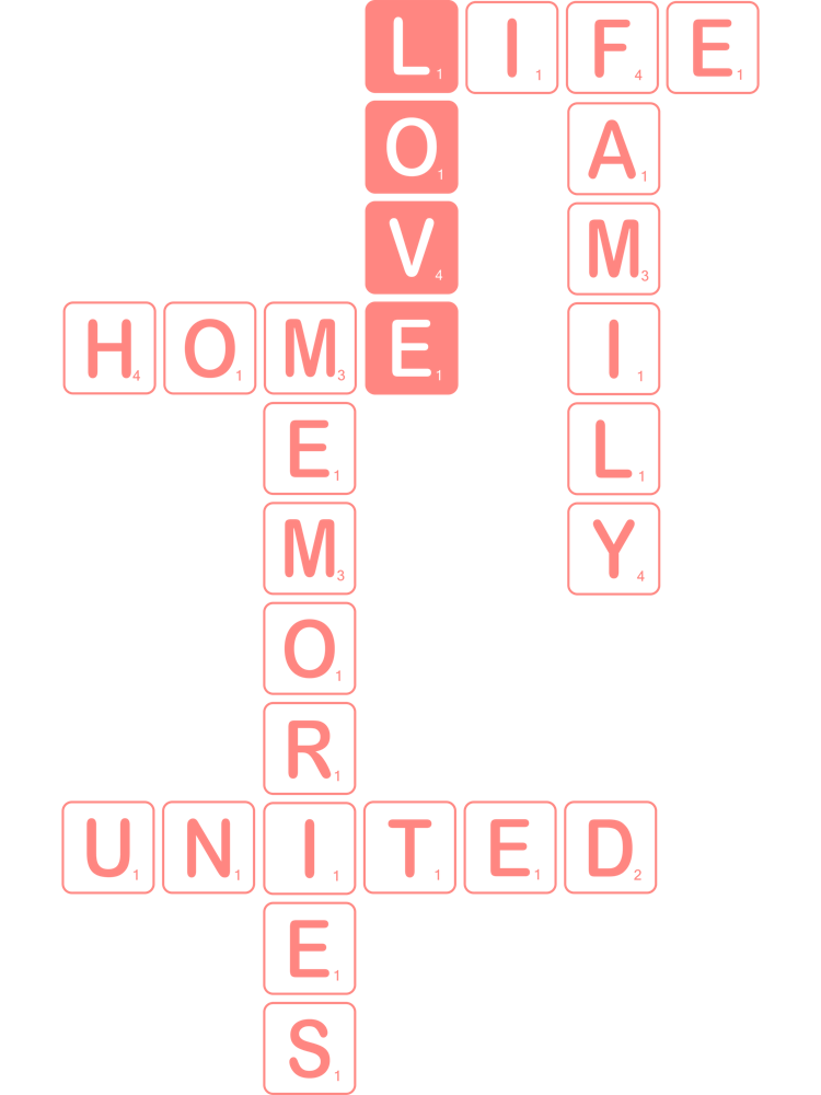 Love, Life, Family, Home, Memories, United Scrabble 1