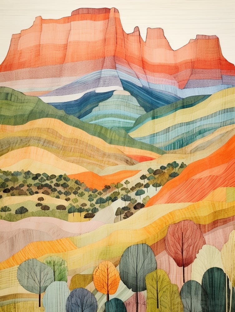 Mount Ossa Australia 3 Colourful Mountain Illustration