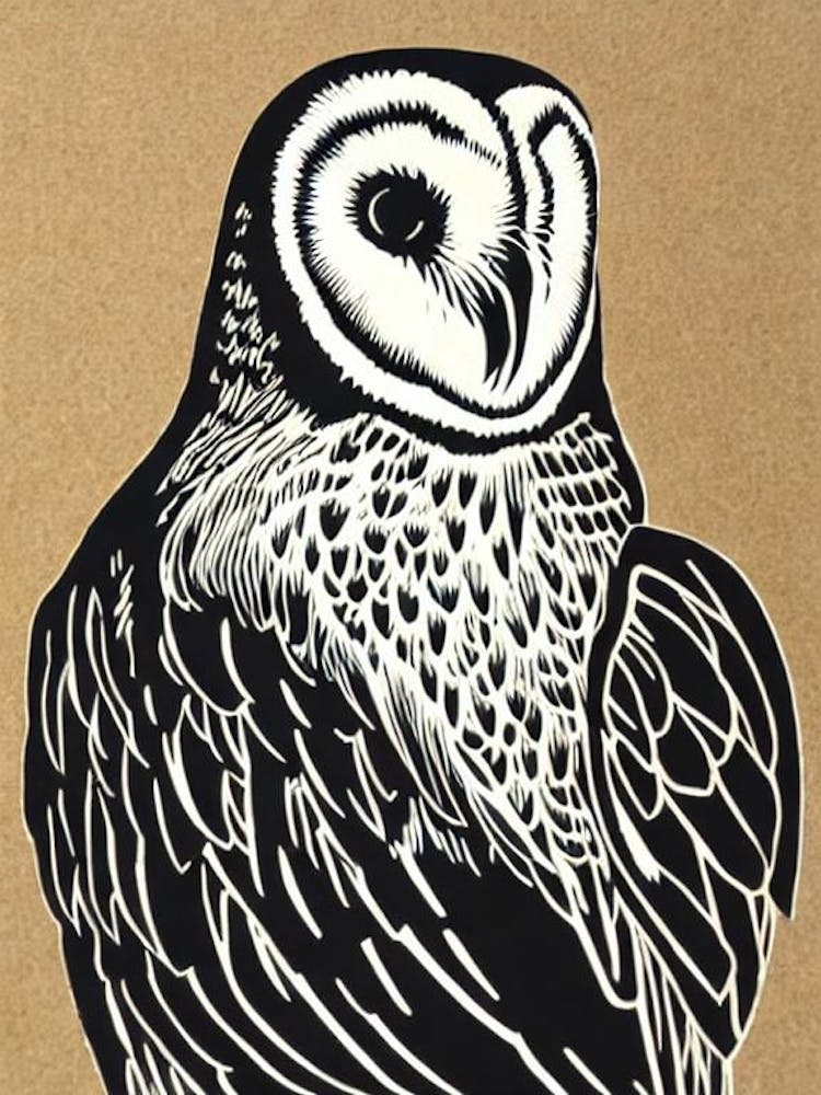 Barn Owl Linocut Bird