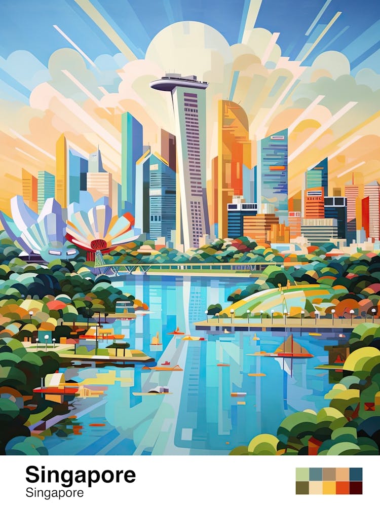 Singapore, Geometric Illustration 4 Poster