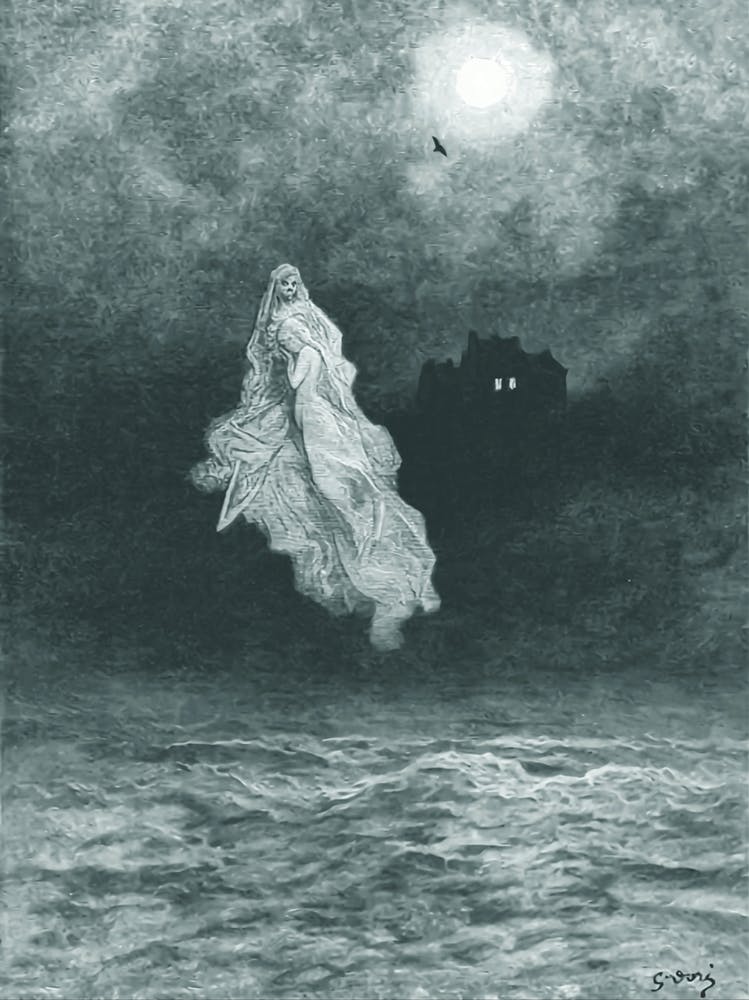 The Raven by Gustave Dore for Edgar Allen Poe 1884 - Remastered Vintage Victorian Horror Spooky Story Tales Cool Ghouls Spirits Full Moon Witchy Horrorcore Halloween Forever Nevermore