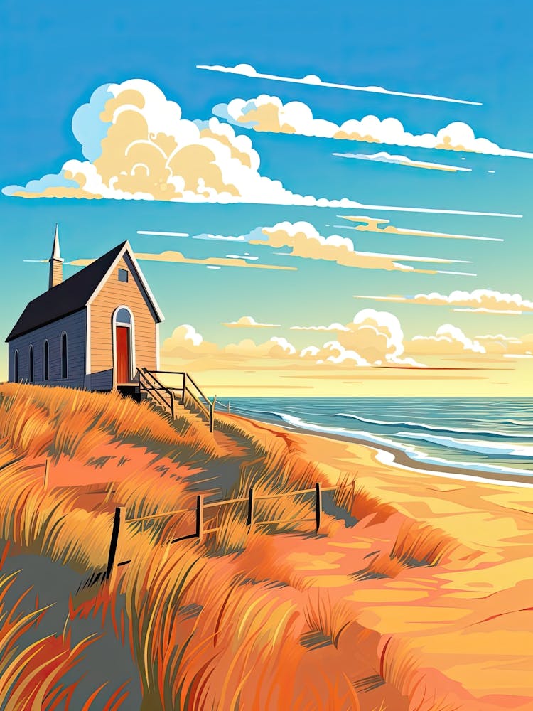 Cape Cod Massachusetts, Usa, Flache Illustration 2