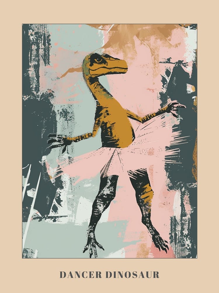 Dinosaur Dancing In A Tutu Pastels 4 Poster