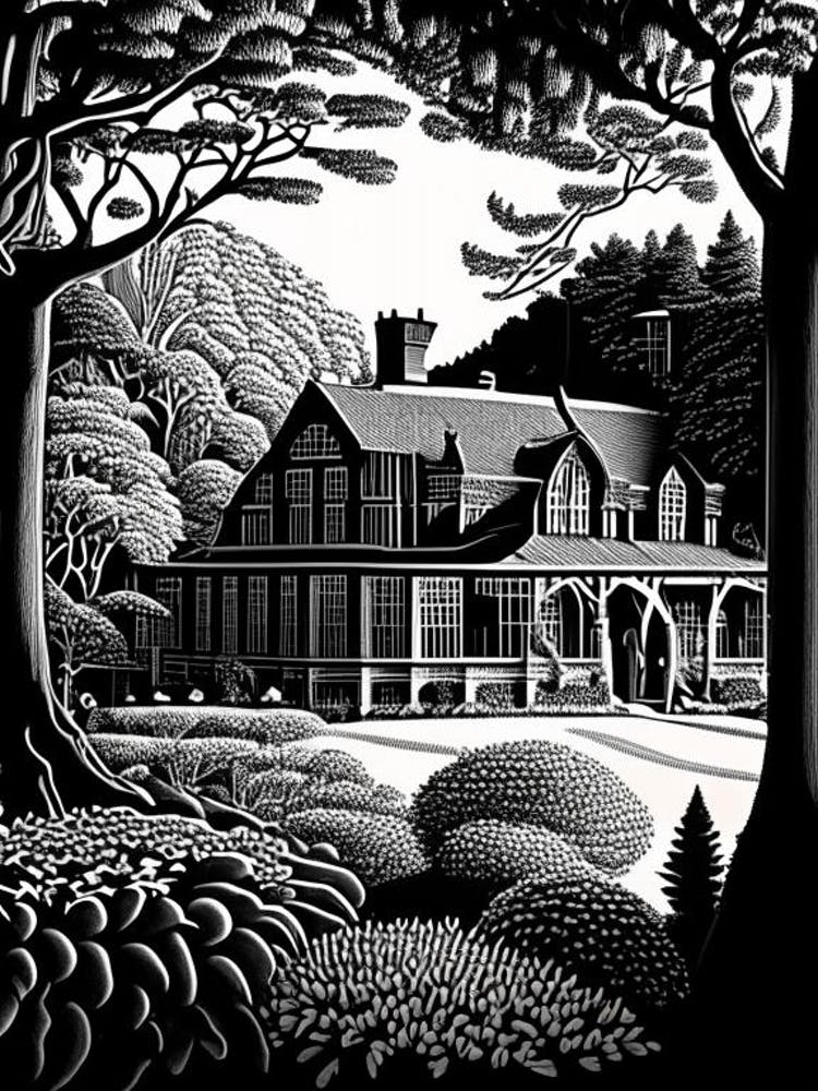 Oglebay Resort & Conference Center, 1, Usa Linocut Black And White Vintage