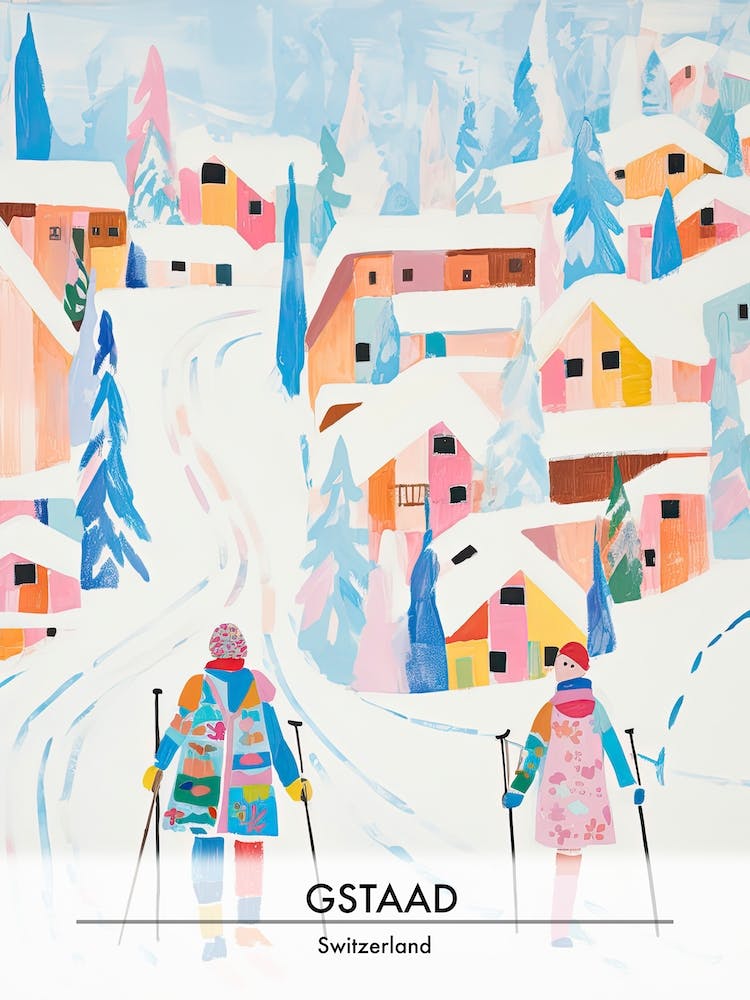 Gstaad   Switzerland, Ski Resort Poster Illustration 3