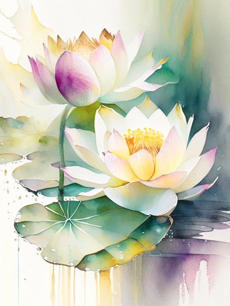 Double Lotus Aquarelle Contes de Fées 4
