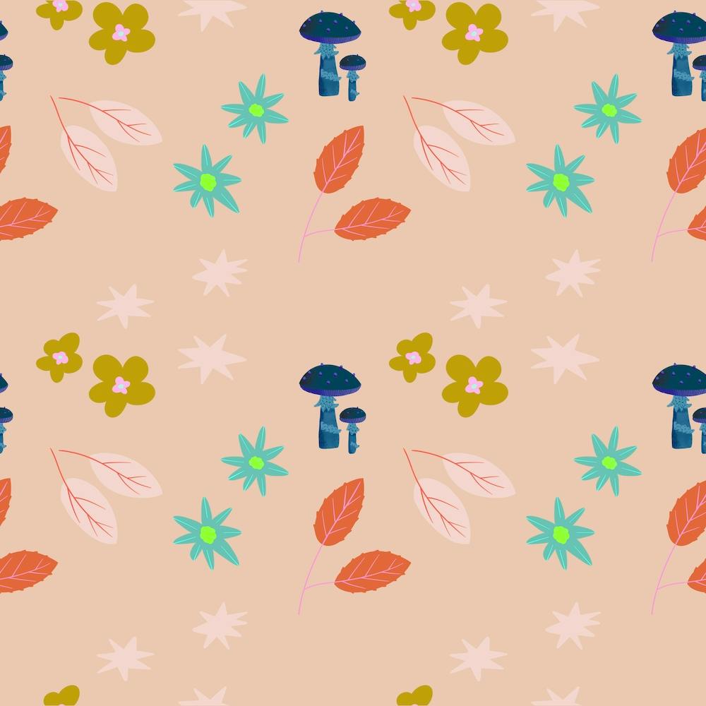 Autumn Leaves Fabric Pink