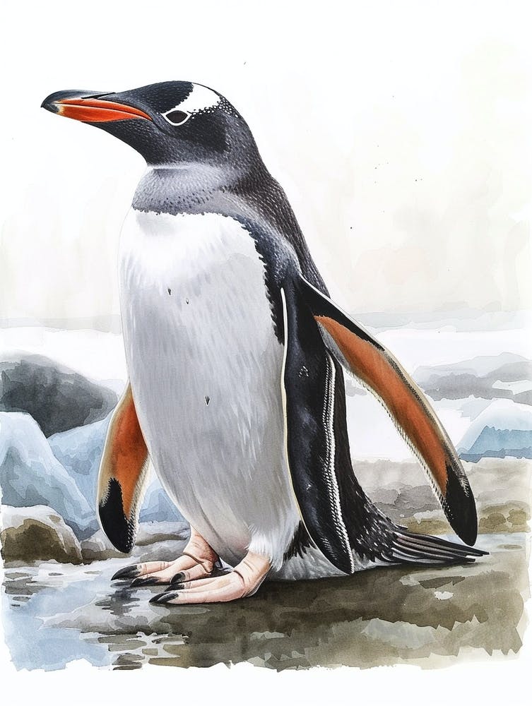 Humboldt Penguin Deception Island Watercolour Painting 4