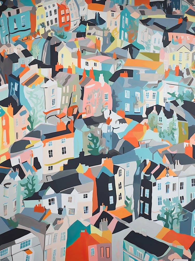 London Summer Aerial View Painting 3