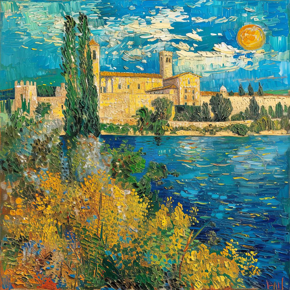 Van Gogh Style. Papal Palace of Avignon Series. 1