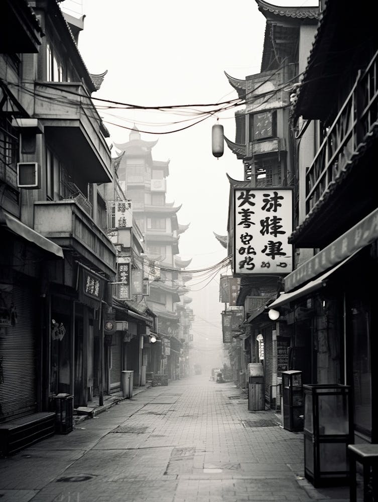 Shanghai, China, Black And White Old Photo 1