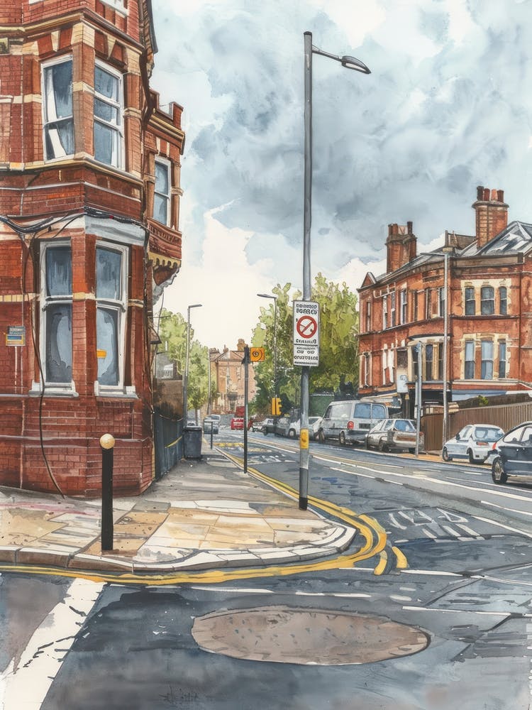 Brent London Borough   Street Watercolour 2