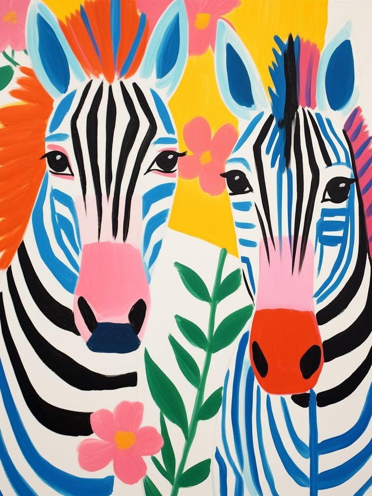 Colourful Kids Animal Art Zebra 2