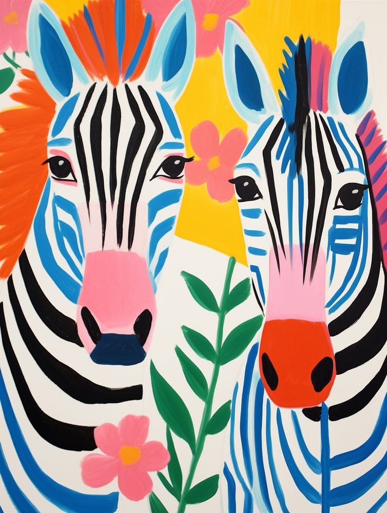 Colourful Kids Animal Art Zebra 2