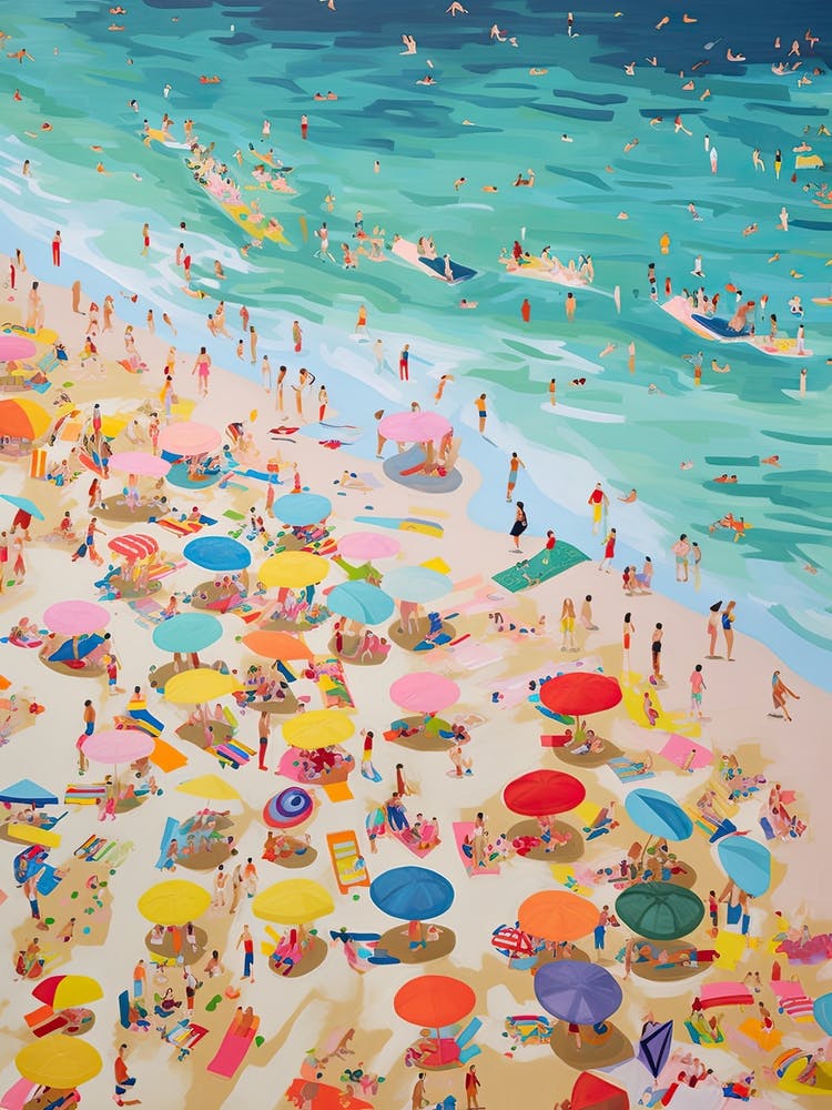 Painting Of An Aerial View Of A Beach Illustration 3